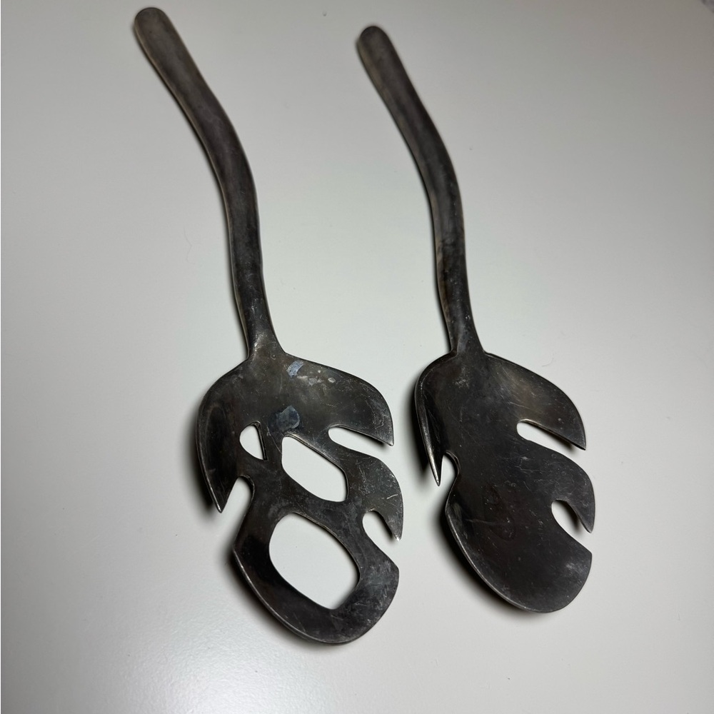 Vintage Curved Aluminum Salad‎ Servers